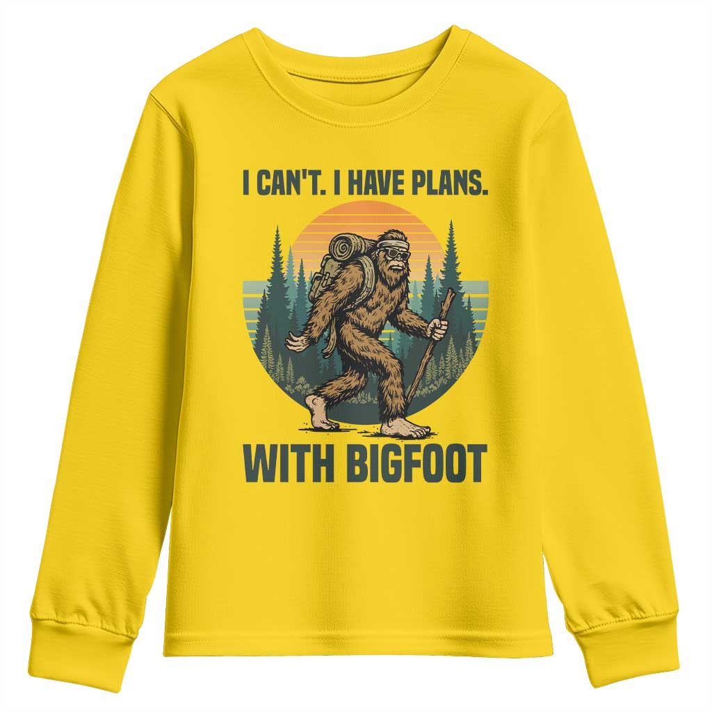 I Cant I Have Plans With Bigfoot Youth Sweatshirt Funny Cryptid Lover Gift TS12 Daisy Print Your Wear