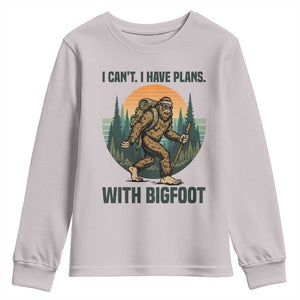I Cant I Have Plans With Bigfoot Youth Sweatshirt Funny Cryptid Lover Gift TS12 Ice Gray Print Your Wear