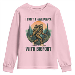 I Cant I Have Plans With Bigfoot Youth Sweatshirt Funny Cryptid Lover Gift TS12 Light Pink Print Your Wear