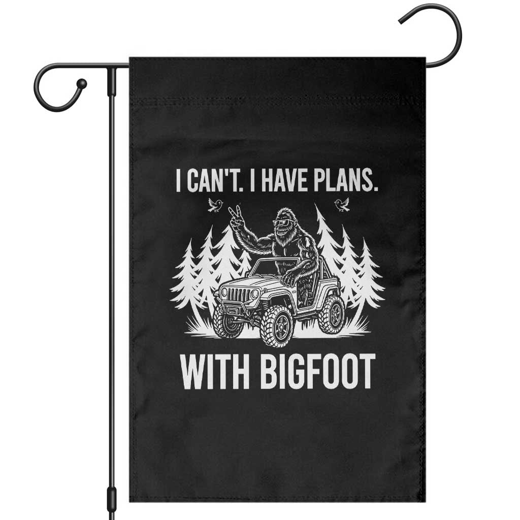 Funny Bigfoot Driving Car Garden Flag I Cant I Have Plans With Bigfoot TS12 Black Print Your Wear