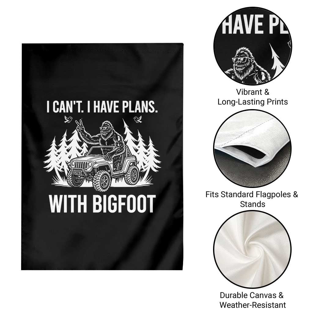 Funny Bigfoot Driving Car Garden Flag I Cant I Have Plans With Bigfoot TS12 Print Your Wear