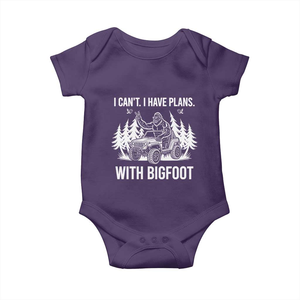Funny Bigfoot Driving Car Baby Onesie I Cant I Have Plans With Bigfoot TS12 Purple Print Your Wear