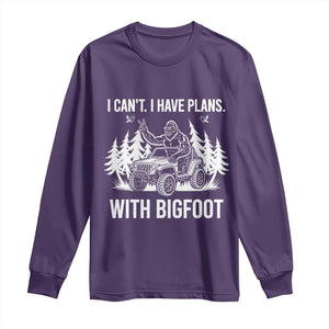 Funny Bigfoot Driving Car Long Sleeve Shirt I Cant I Have Plans With Bigfoot TS12 Purple Print Your Wear