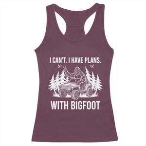 Funny Bigfoot Driving Car Racerback Tank Top I Cant I Have Plans With Bigfoot TS12 Maroon Print Your Wear