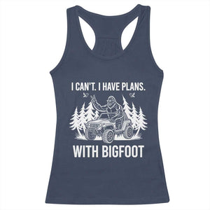 Funny Bigfoot Driving Car Racerback Tank Top I Cant I Have Plans With Bigfoot TS12 Navy Print Your Wear