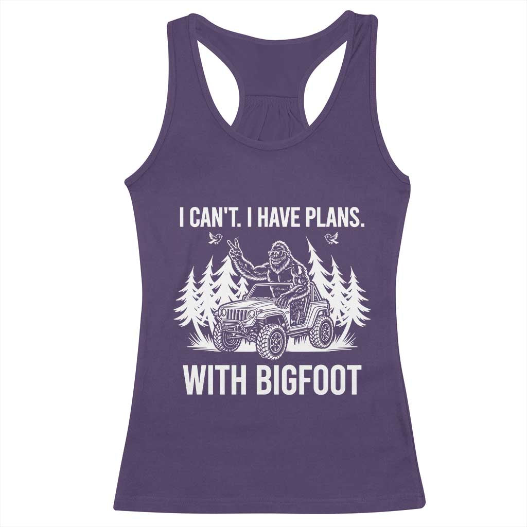 Funny Bigfoot Driving Car Racerback Tank Top I Cant I Have Plans With Bigfoot TS12 Purple Print Your Wear