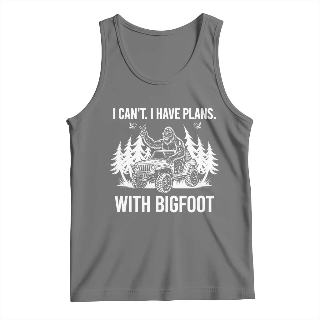 Funny Bigfoot Driving Car Tank Top I Cant I Have Plans With Bigfoot TS12 Black Heather Print Your Wear