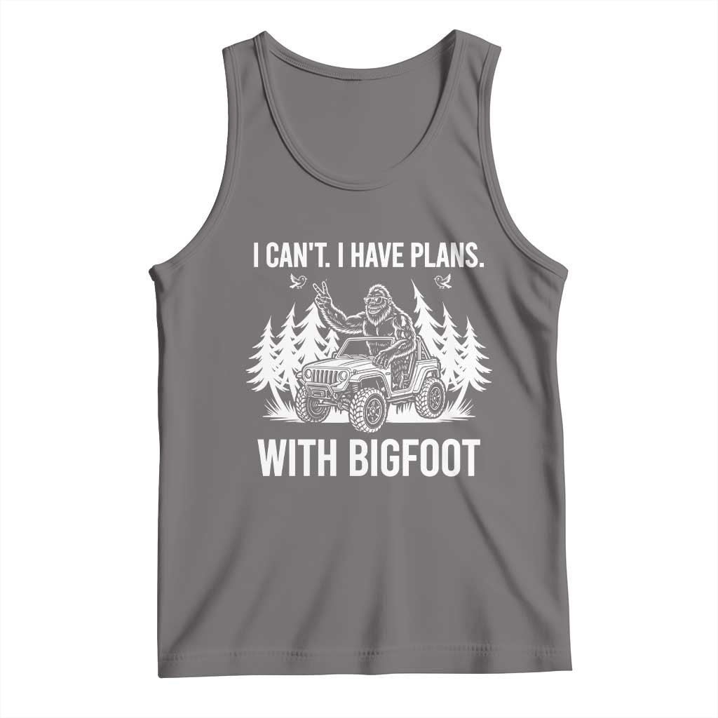 Funny Bigfoot Driving Car Tank Top I Cant I Have Plans With Bigfoot TS12 Deep Heather Print Your Wear