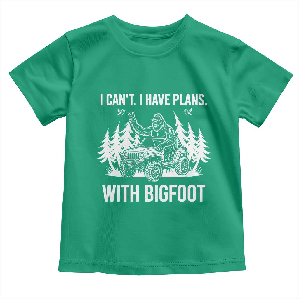 Funny Bigfoot Driving Car Toddler T Shirt I Cant I Have Plans With Bigfoot TS12 Irish Green Print Your Wear