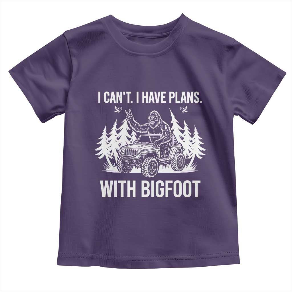 Funny Bigfoot Driving Car Toddler T Shirt I Cant I Have Plans With Bigfoot TS12 Purple Print Your Wear