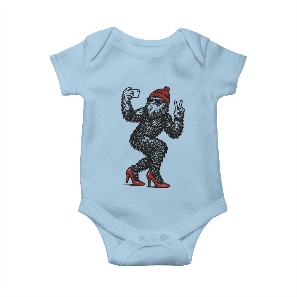 Funny Sexy Bigfoot Selfie Baby Onesie Sasquatch Lover Gift TS12 Light Blue Print Your Wear