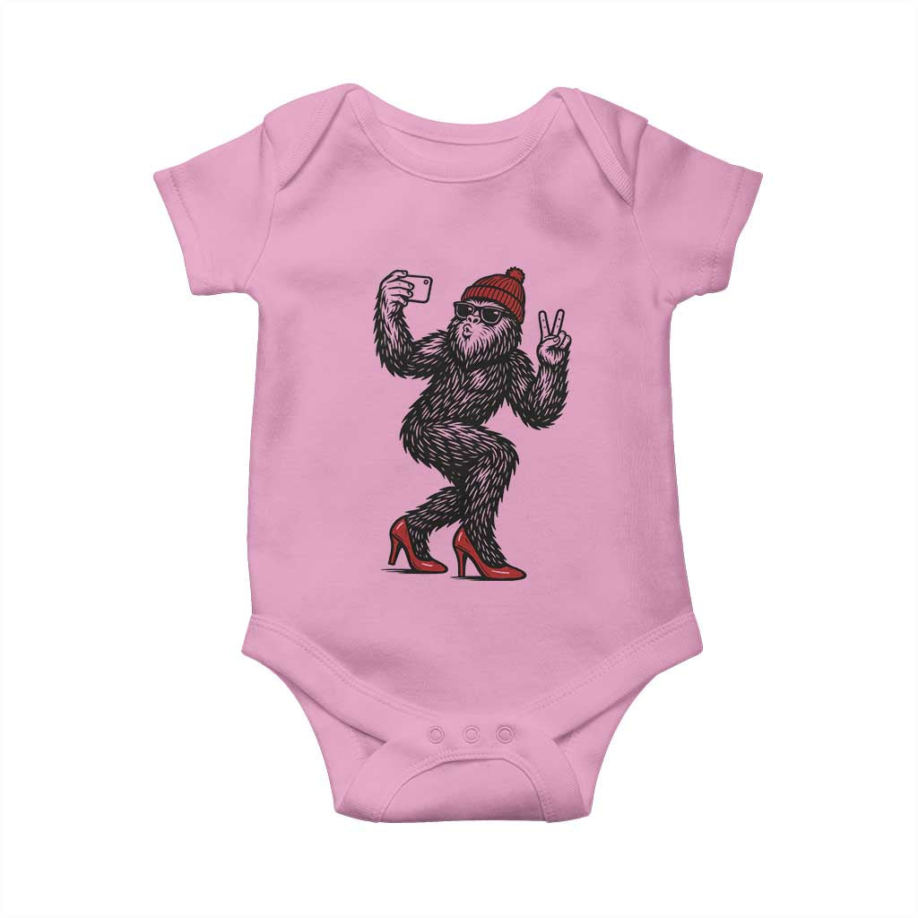Funny Sexy Bigfoot Selfie Baby Onesie Sasquatch Lover Gift TS12 Light Pink Print Your Wear