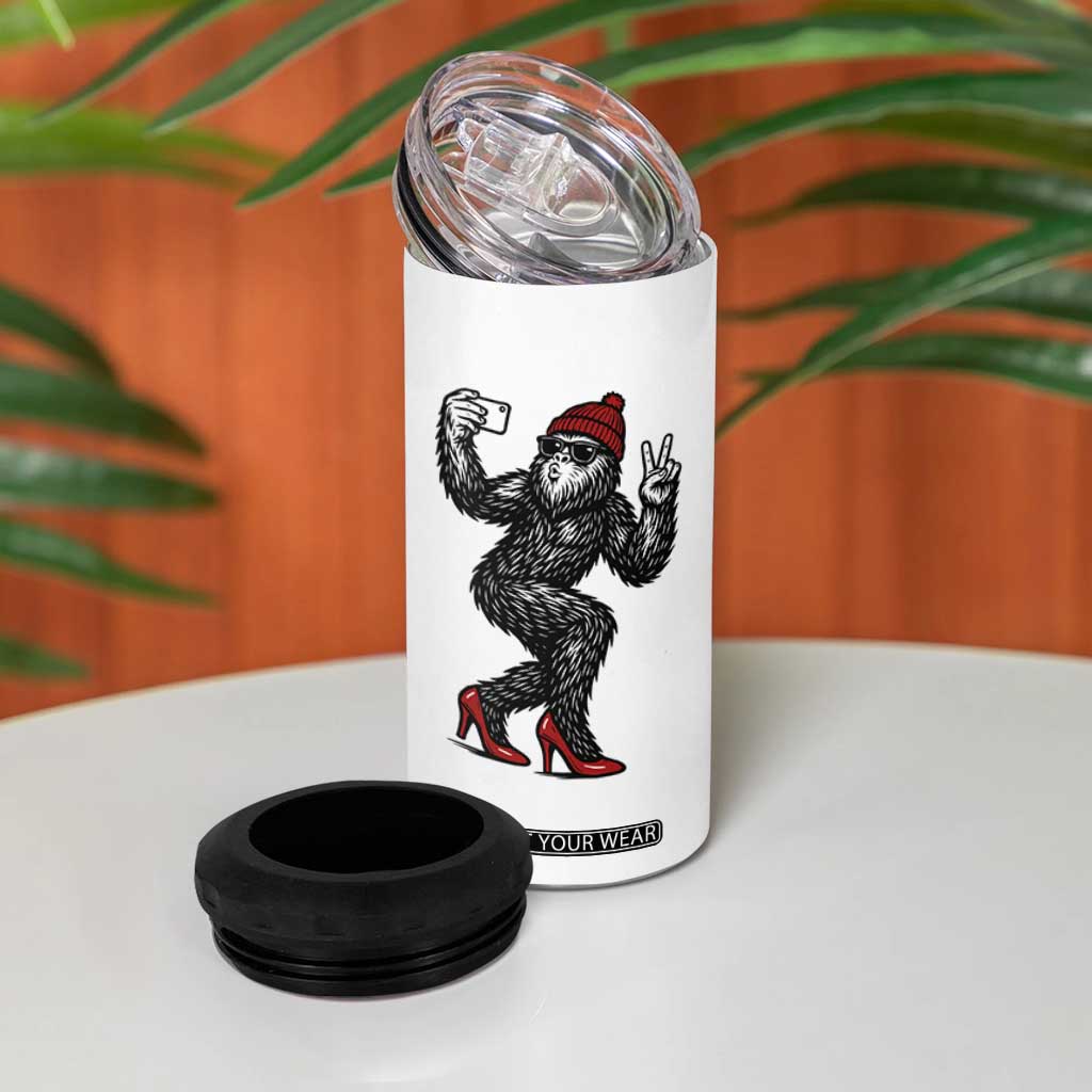 Funny Sexy Bigfoot Selfie 4 in 1 Can Cooler Tumbler Sasquatch Lover Gift TS12 Print Your Wear