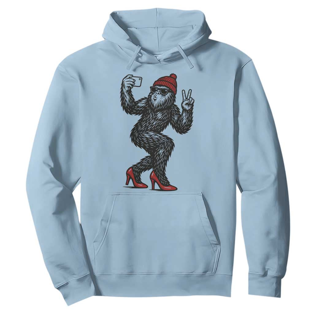 Funny Sexy Bigfoot Selfie Hoodie Sasquatch Lover Gift TS12 Light Blue Print Your Wear