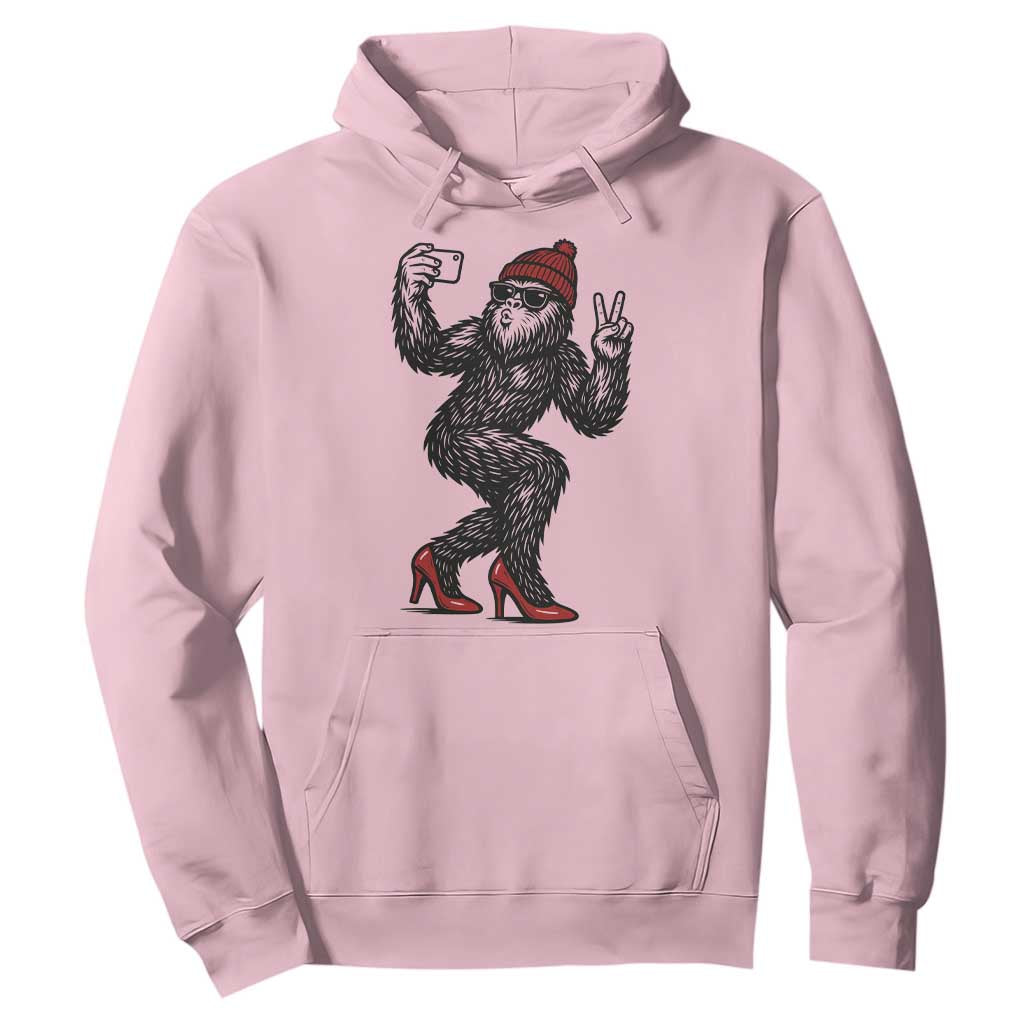 Funny Sexy Bigfoot Selfie Hoodie Sasquatch Lover Gift TS12 Light Pink Print Your Wear
