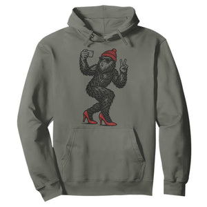 Funny Sexy Bigfoot Selfie Hoodie Sasquatch Lover Gift TS12 Military Green Print Your Wear