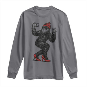 Funny Sexy Bigfoot Selfie Long Sleeve Shirt Sasquatch Lover Gift TS12 Charcoal Print Your Wear