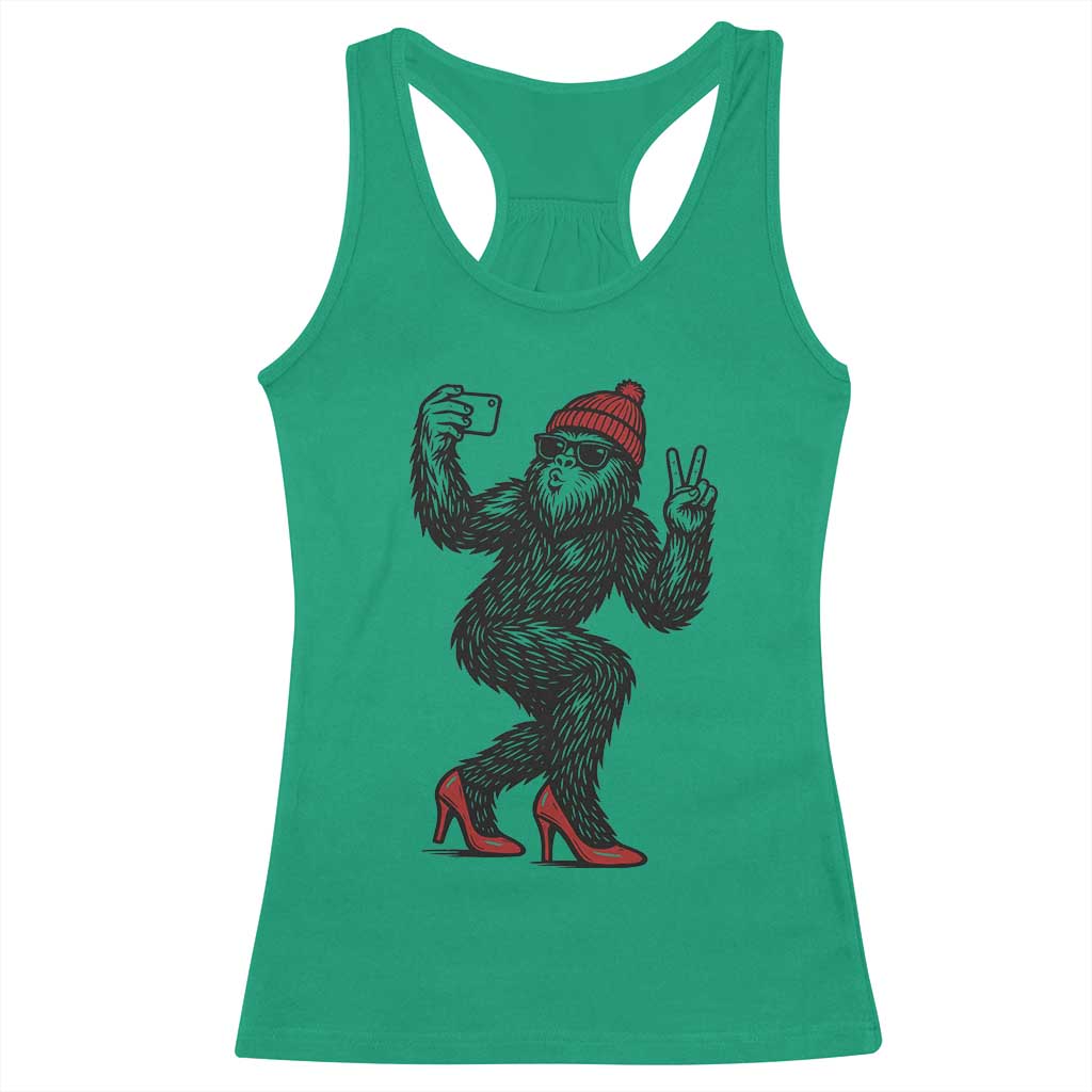 Funny Sexy Bigfoot Selfie Racerback Tank Top Sasquatch Lover Gift TS12 Irish Green Print Your Wear