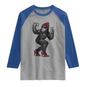 Funny Sexy Bigfoot Selfie Raglan Shirt Sasquatch Lover Gift TS12 Sport Gray Royal Print Your Wear