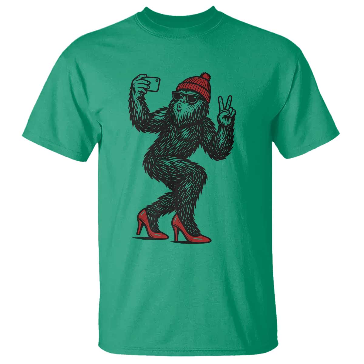 Funny Sexy Bigfoot Selfie T Shirt Sasquatch Lover Gift TS12 Irish Green Print Your Wear