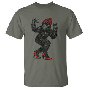 Funny Sexy Bigfoot Selfie T Shirt Sasquatch Lover Gift TS12 Military Green Print Your Wear