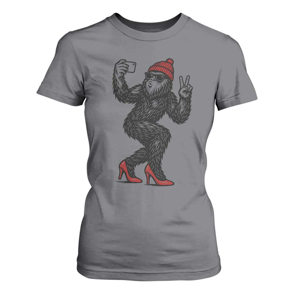 Funny Sexy Bigfoot Selfie T Shirt For Women Sasquatch Lover Gift TS12 Charcoal Print Your Wear