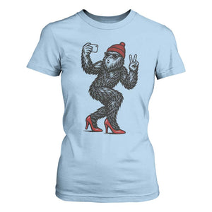 Funny Sexy Bigfoot Selfie T Shirt For Women Sasquatch Lover Gift TS12 Light Blue Print Your Wear