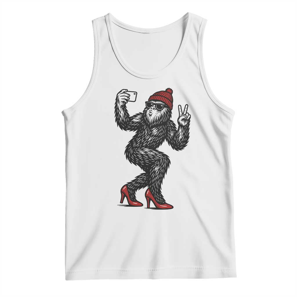 Funny Sexy Bigfoot Selfie Tank Top Sasquatch Lover Gift TS12 White Print Your Wear