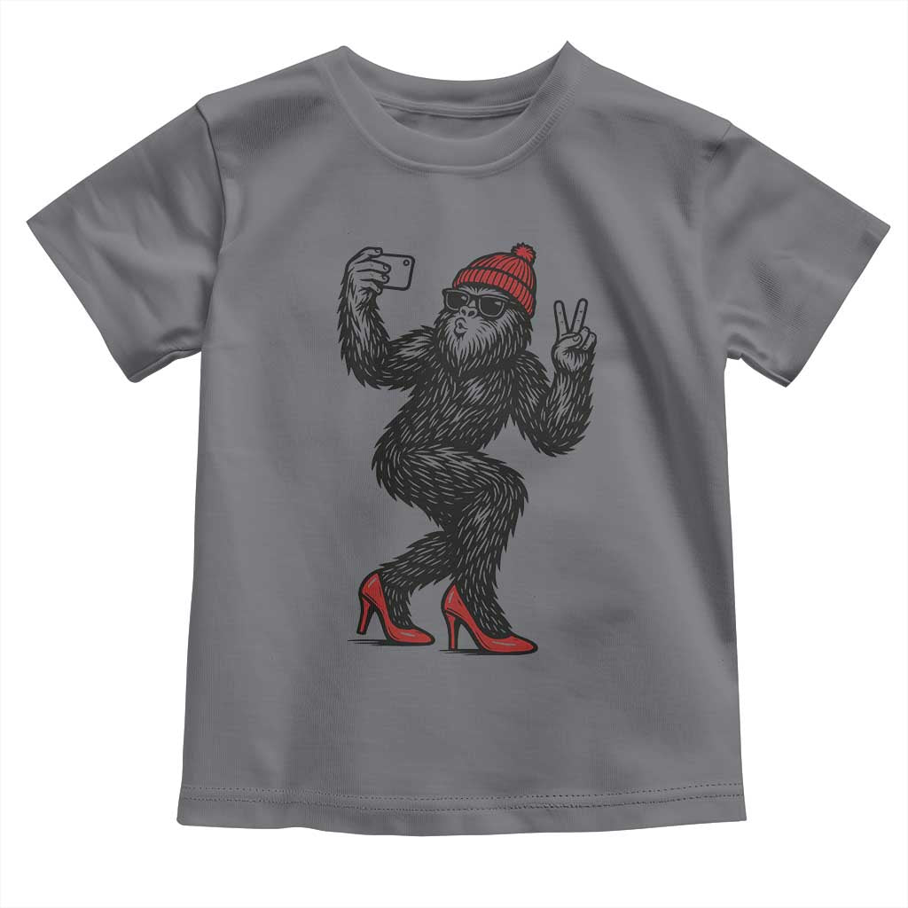 Funny Sexy Bigfoot Selfie Toddler T Shirt Sasquatch Lover Gift TS12 Charcoal Print Your Wear