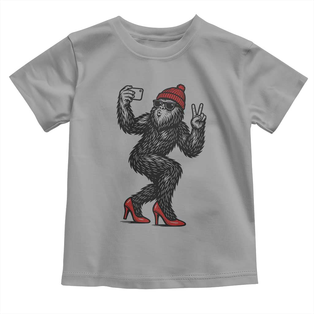 Funny Sexy Bigfoot Selfie Toddler T Shirt Sasquatch Lover Gift TS12 Sport Gray Print Your Wear