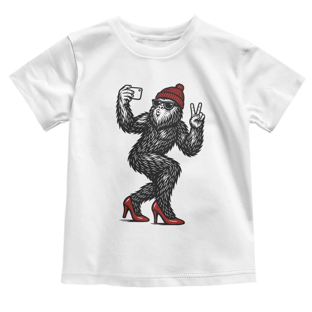 Funny Sexy Bigfoot Selfie Toddler T Shirt Sasquatch Lover Gift TS12 White Print Your Wear