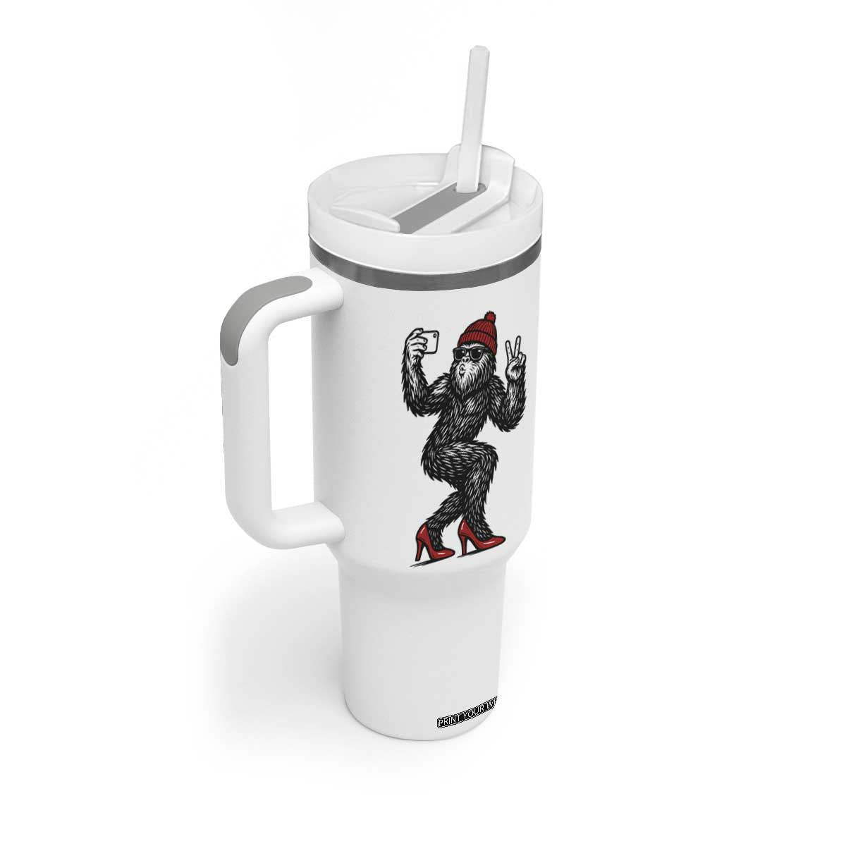 Funny Sexy Bigfoot Selfie Tumbler With Handle Sasquatch Lover Gift TS12 Print Your Wear