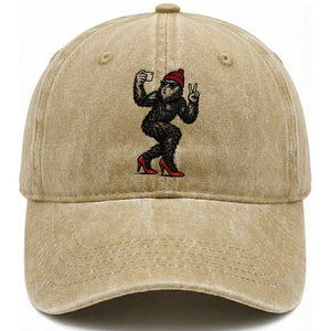 Funny Sexy Bigfoot Selfie Washed Cotton Baseball Cap Sasquatch Lover Gift TS12 Print Your Wear