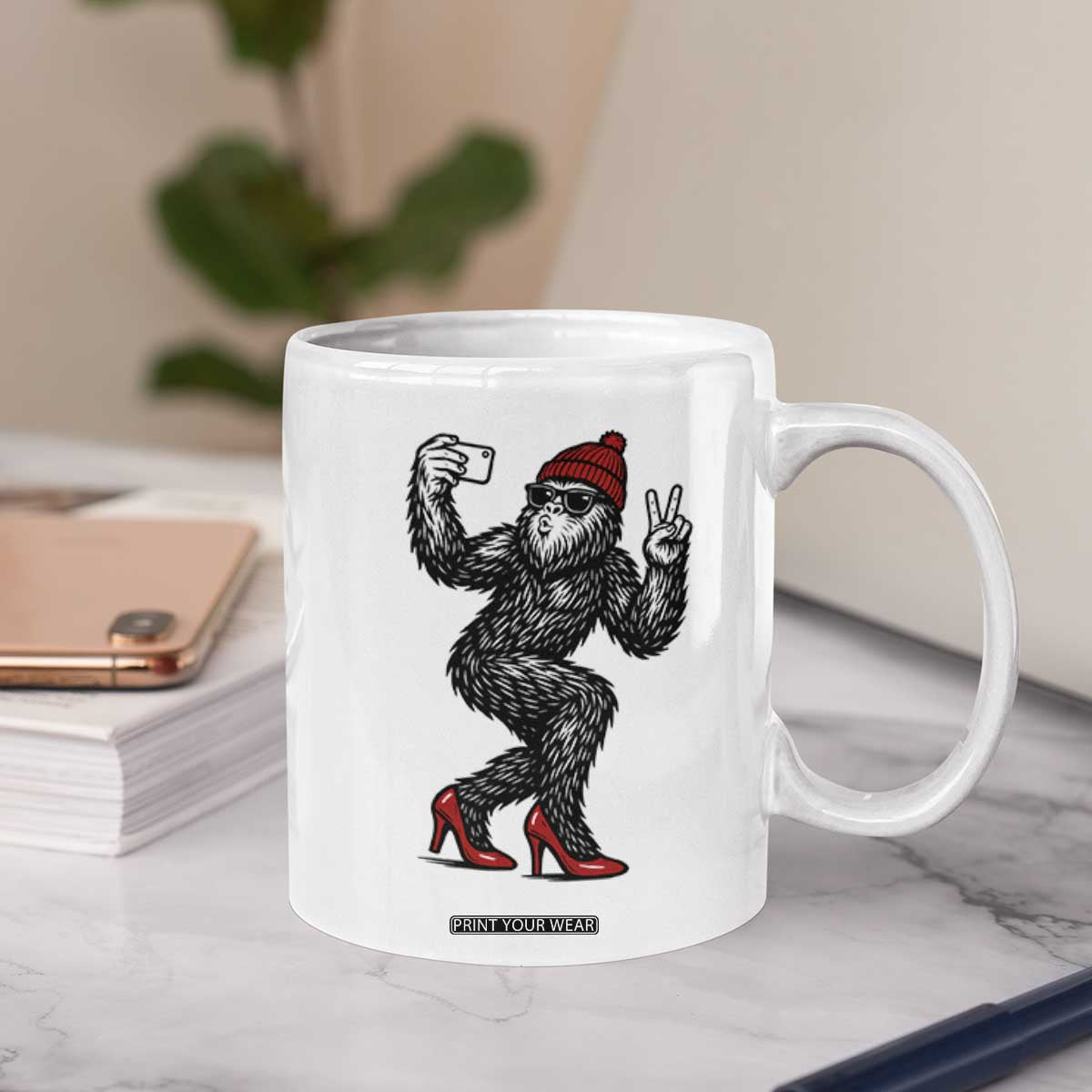 Funny Sexy Bigfoot Selfie Coffee Mug Sasquatch Lover Gift TS12 Print Your Wear
