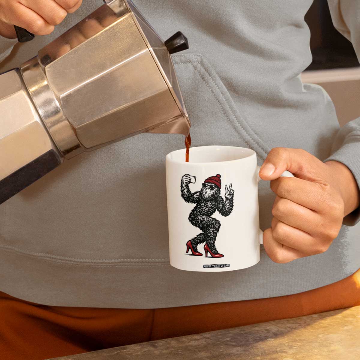 Funny Sexy Bigfoot Selfie Coffee Mug Sasquatch Lover Gift TS12 Print Your Wear