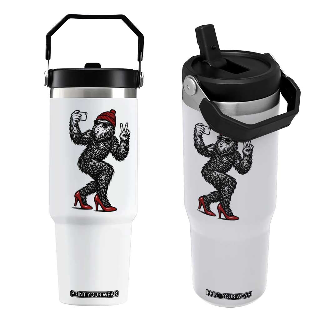 Funny Sexy Bigfoot Selfie Flip Straw Tumbler Sasquatch Lover Gift TS12 One Size: 30 oz White Print Your Wear
