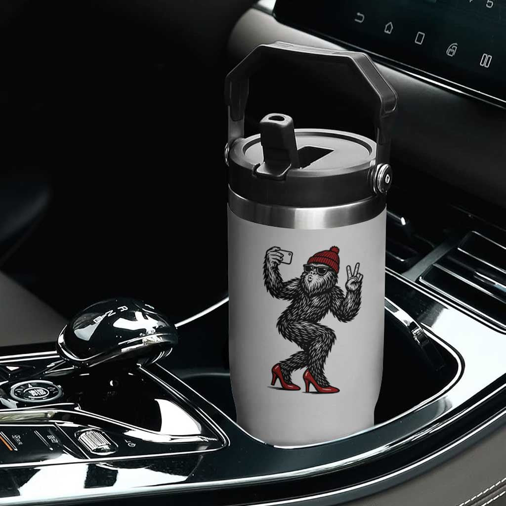 Funny Sexy Bigfoot Selfie Flip Straw Tumbler Sasquatch Lover Gift TS12 Print Your Wear