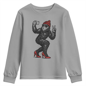 Funny Sexy Bigfoot Selfie Youth Sweatshirt Sasquatch Lover Gift TS12 Sport Gray Print Your Wear