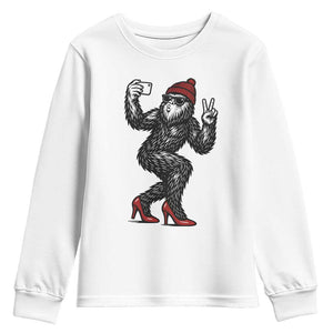 Funny Sexy Bigfoot Selfie Youth Sweatshirt Sasquatch Lover Gift TS12 White Print Your Wear