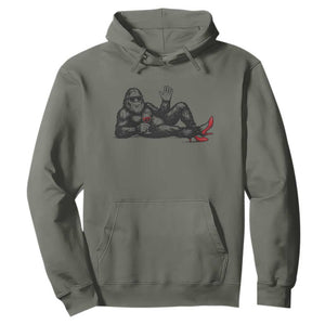 Funny Sassquatch Sexy Hoodie Bigfoot With Cocktail Party Humor TS12 Military Green Print Your Wear
