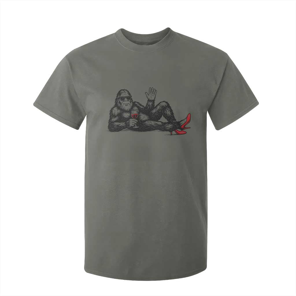 Funny Sassquatch Sexy T Shirt For Kid Bigfoot With Cocktail Party Humor TS12 Military Green Print Your Wear