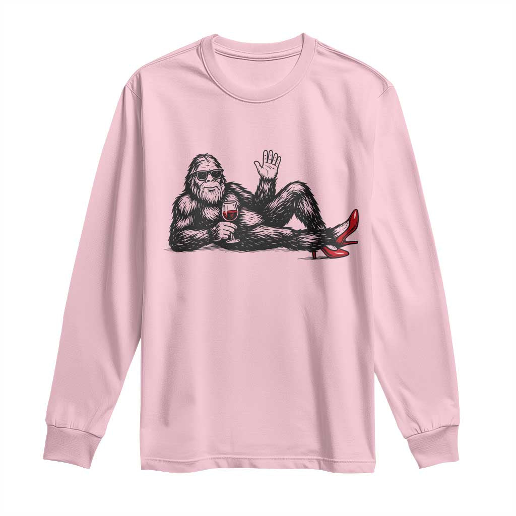 Funny Sassquatch Sexy Long Sleeve Shirt Bigfoot With Cocktail Party Humor TS12 Light Pink Print Your Wear