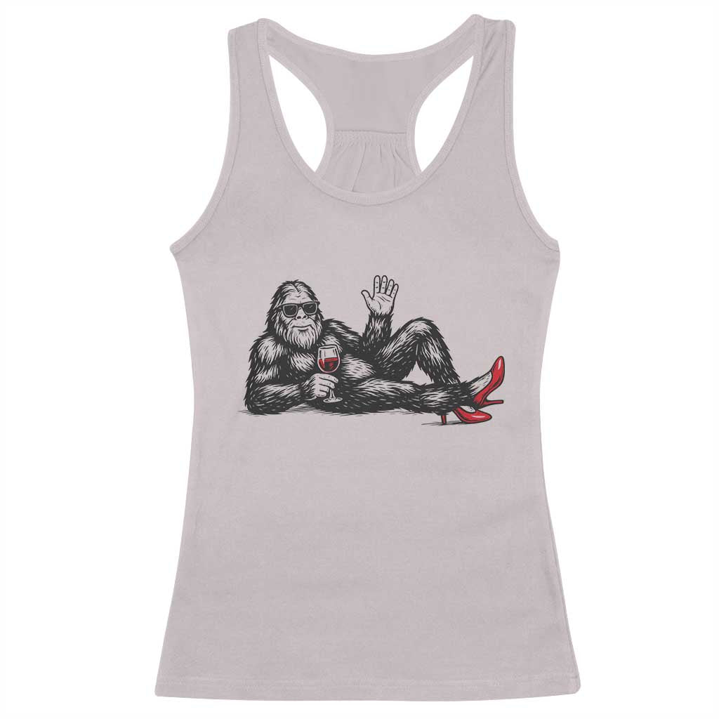 Funny Sassquatch Sexy Racerback Tank Top Bigfoot With Cocktail Party Humor TS12 Ice Gray Print Your Wear