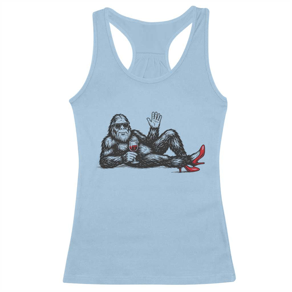 Funny Sassquatch Sexy Racerback Tank Top Bigfoot With Cocktail Party Humor TS12 Light Blue Print Your Wear