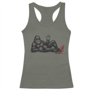 Funny Sassquatch Sexy Racerback Tank Top Bigfoot With Cocktail Party Humor TS12 Military Green Print Your Wear
