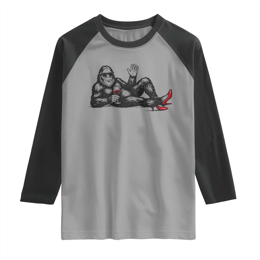 Funny Sassquatch Sexy Raglan Shirt Bigfoot With Cocktail Party Humor TS12 Sport Gray Black Print Your Wear