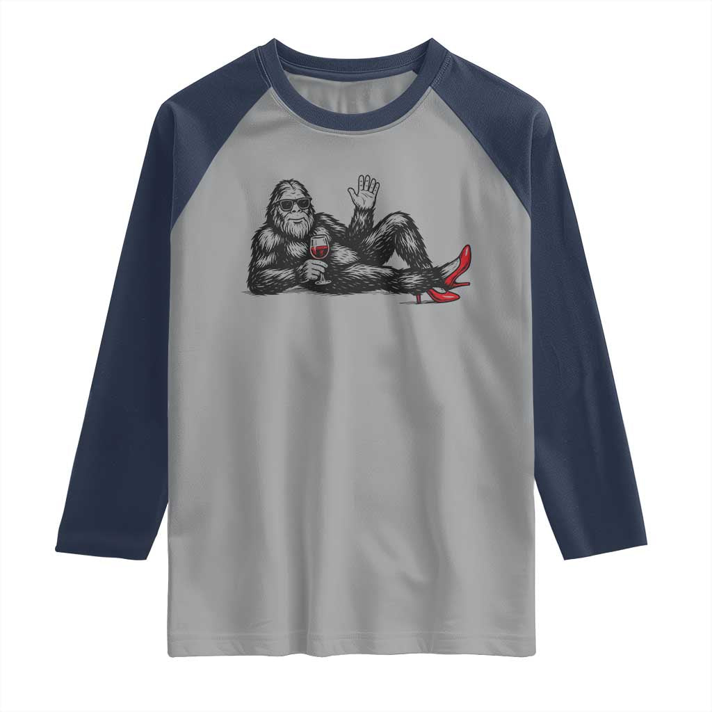 Funny Sassquatch Sexy Raglan Shirt Bigfoot With Cocktail Party Humor TS12 Sport Gray Navy Print Your Wear