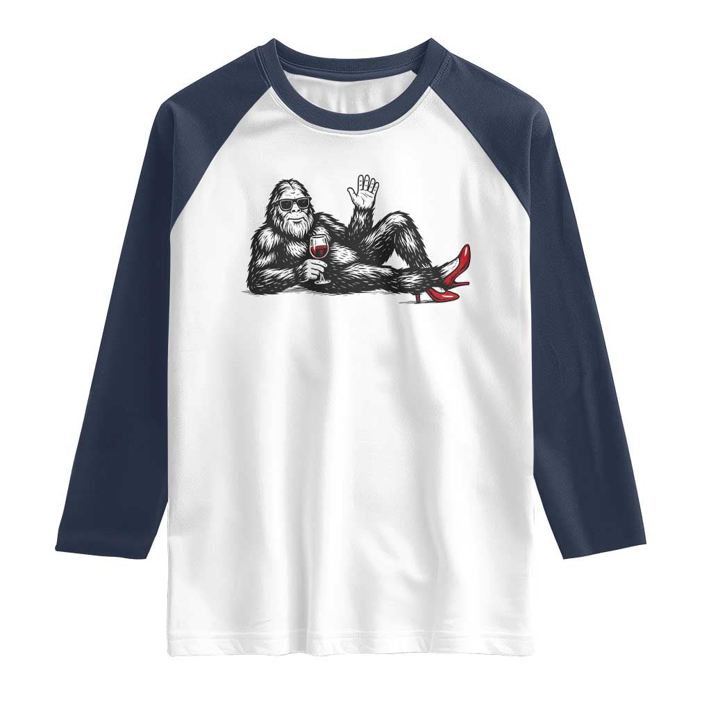 Funny Sassquatch Sexy Raglan Shirt Bigfoot With Cocktail Party Humor TS12 White Navy Print Your Wear