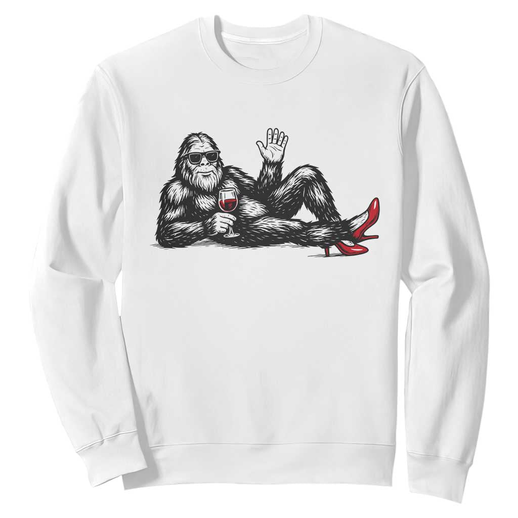 Funny Sassquatch Sexy Sweatshirt Bigfoot With Cocktail Party Humor TS12 White Print Your Wear