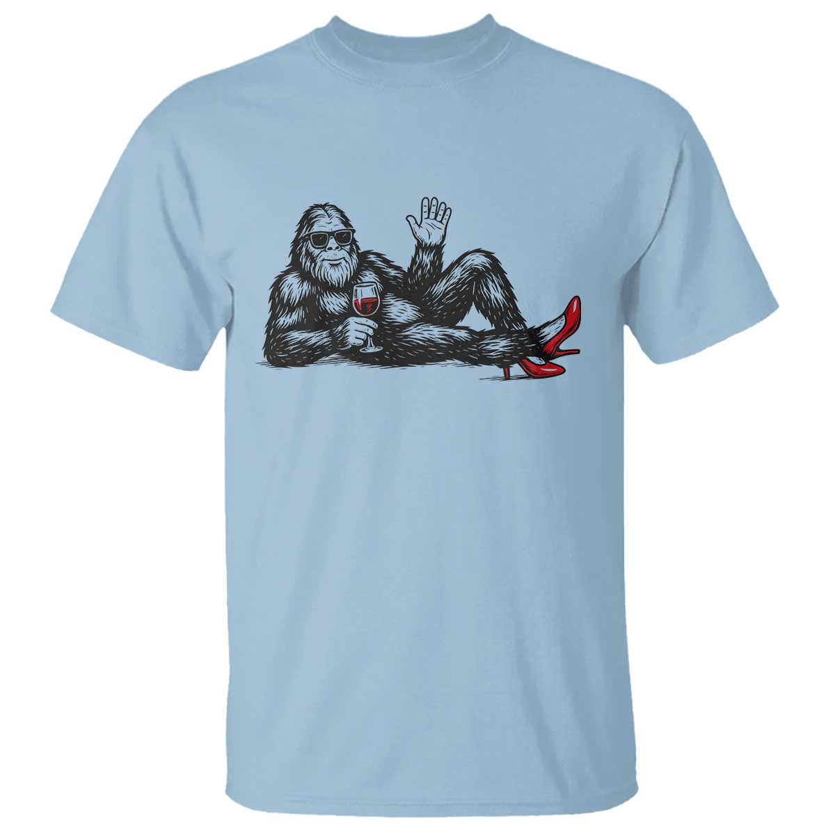 Funny Sassquatch Sexy T Shirt Bigfoot With Cocktail Party Humor TS12 Light Blue Print Your Wear